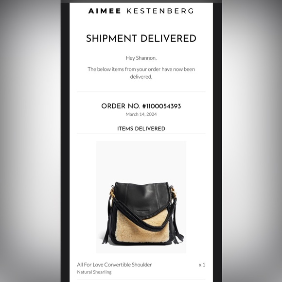 BRAND NEW, NEVER USED Aimee Kestenberg All for Love Convertible Shoulder bag. - Picture 12 of 12